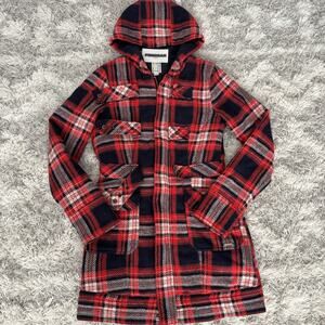 Roxy Red Plaid Hooded Coat